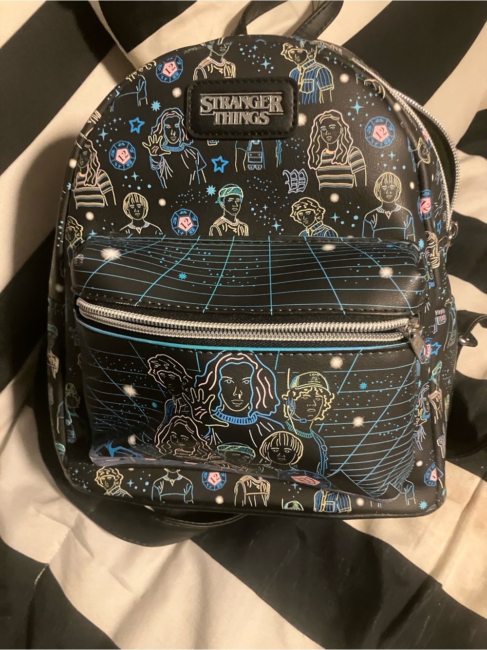 Stranger things faux leather back pack with graphics NWT, medium size adult